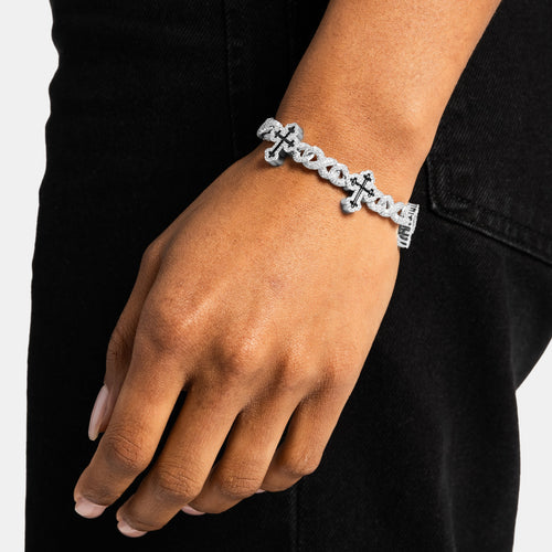 Black Enamel Cross Bracelet