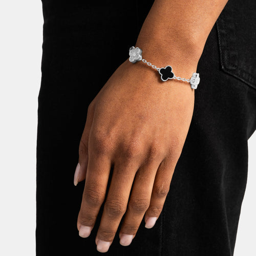 Iced Black Clover Bracelet