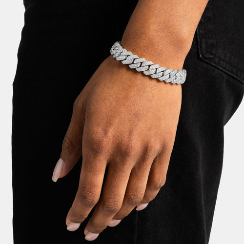 12mm Moissanite Prong Cuban Bracelet S925