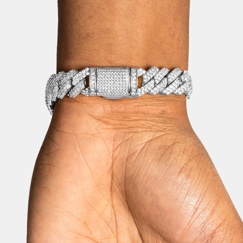 12mm Moissanite Prong Cuban Bracelet