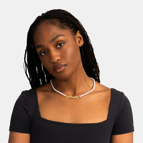 Script Custom Pearl Necklace