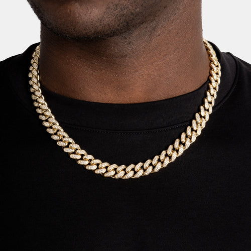 12mm Iced Cuban Chain Gold
