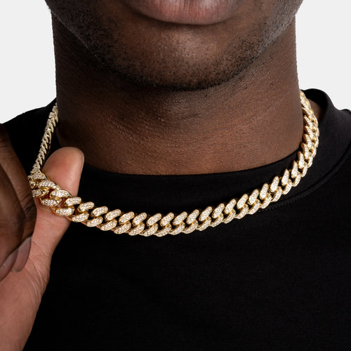 12mm Iced Cuban Chain Gold