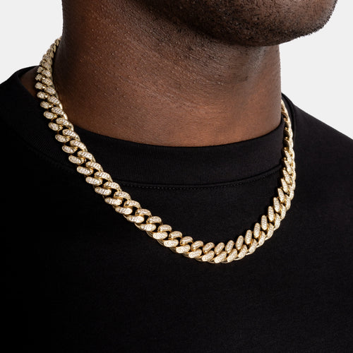 12mm Iced Cuban Chain Gold
