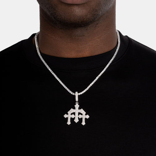 Moissanite Triple Cross Pendant