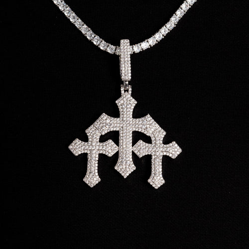 Moissanite Triple Cross Pendant
