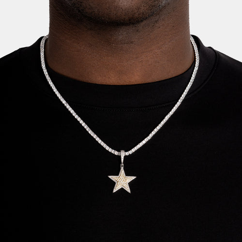 Moissanite Star Pendant Two Tone