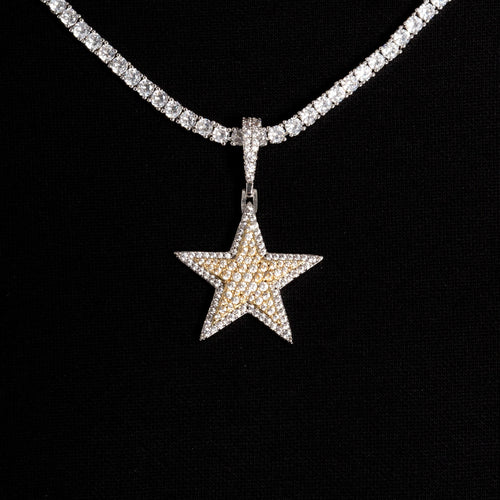 Moissanite Star Pendant Two Tone