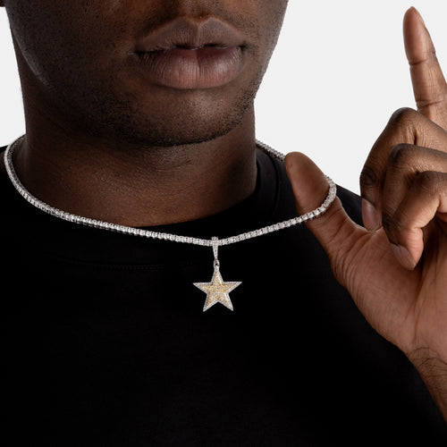 Moissanite Star Pendant Two Tone