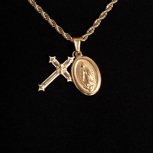 St.Mary & Cross Pendant Gold