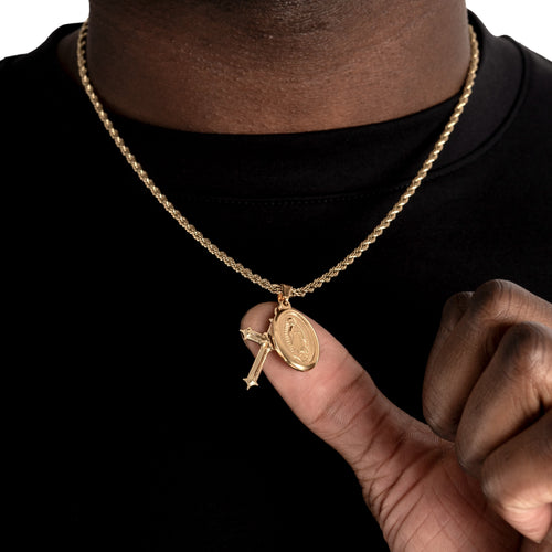 St.Mary & Cross Pendant Gold