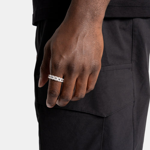 Emerald Band Ring Silver
