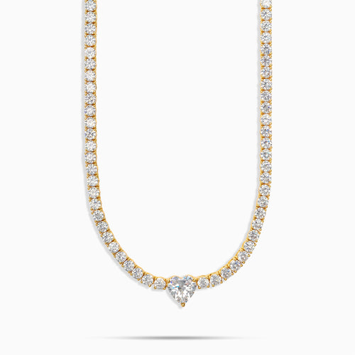 3mm Heart Centered Tennis Chain Gold