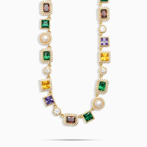 Multi Gemstone Chain Gold