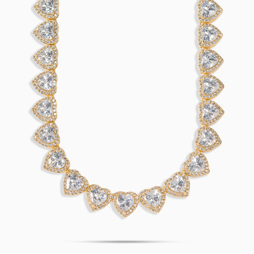 10mm Heart Tennis Chain Gold