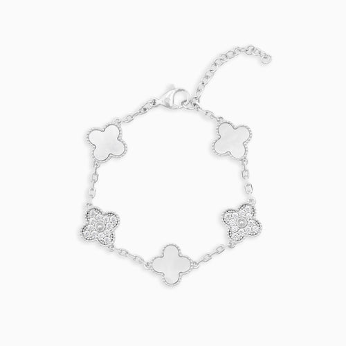 Iced Pearl Clover Bracelet
