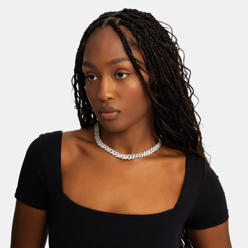12mm Moissanite Prong Cuban Chain S925
