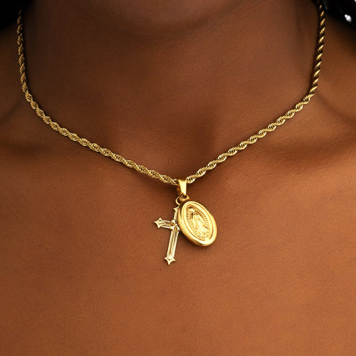 St.Mary & Cross Pendant Gold