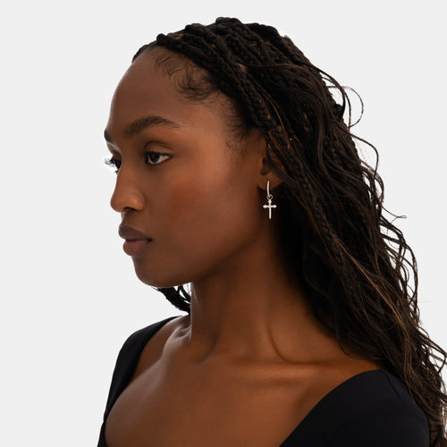 Moissanite Cross Dagger Earrings