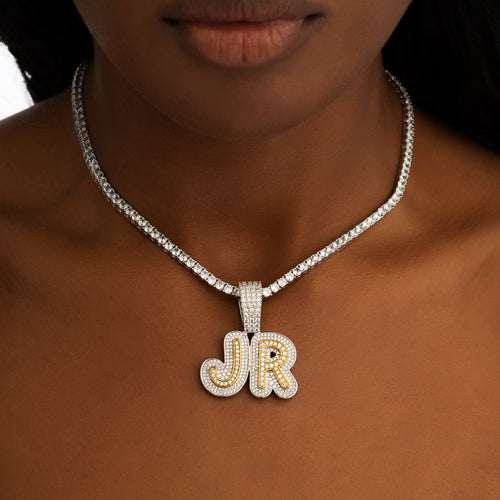 2 Tone Layered Letter Custom Pendant