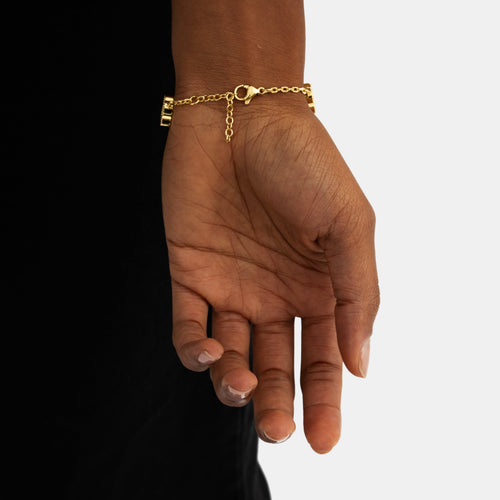 Iced Black Clover Bracelet Gold