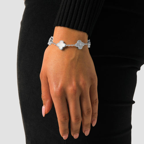 Iced Pearl Clover Bracelet