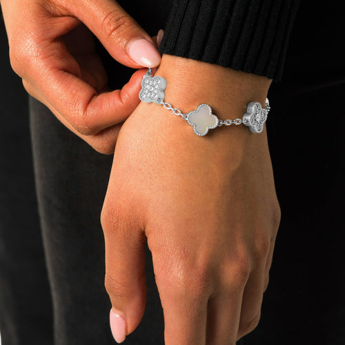 Iced Pearl Clover Bracelet