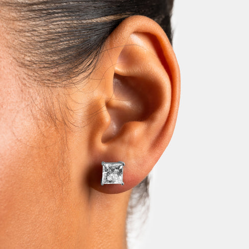 7mm Moissanite Princess Cut Earrings