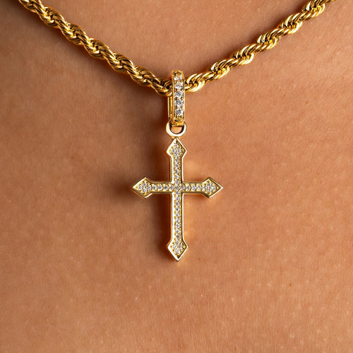 Moissanite Celtic Cross Pendant Gold