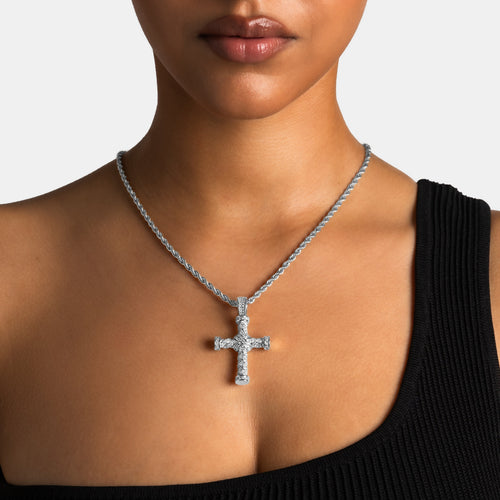 Iced Twist Cross Pendant