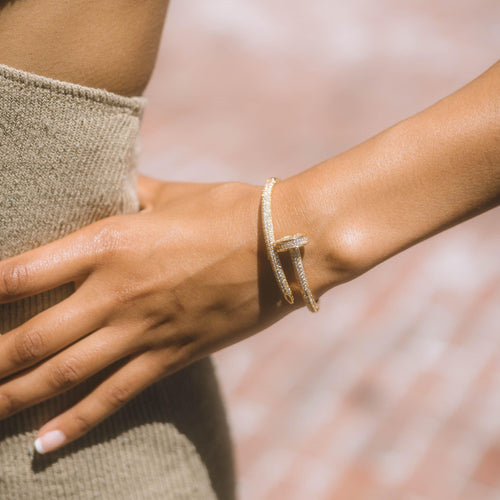 Diamond Nail Bracelet Gold