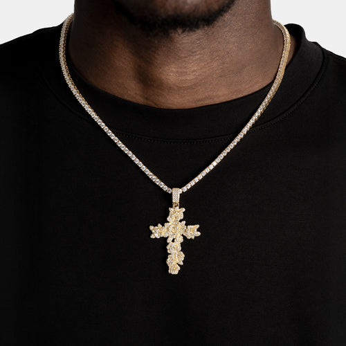 Rose Cross Pendant Gold