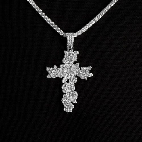 Rose Cross Moissanite Pendant