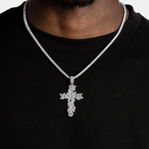Rose Cross Moissanite Pendant