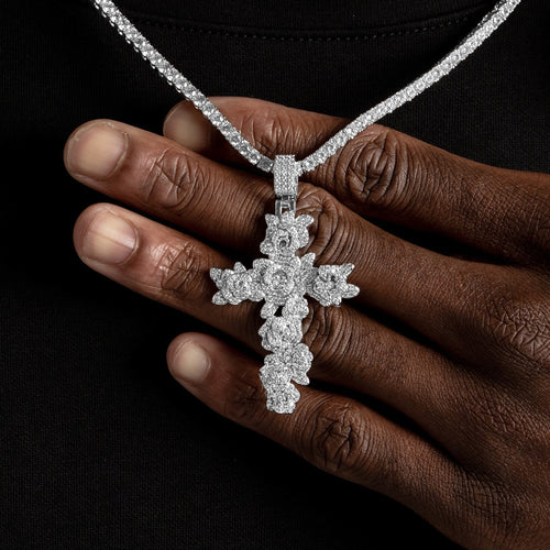 Rose Cross Moissanite Pendant