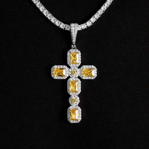 Canary Cluster Cross Pendant