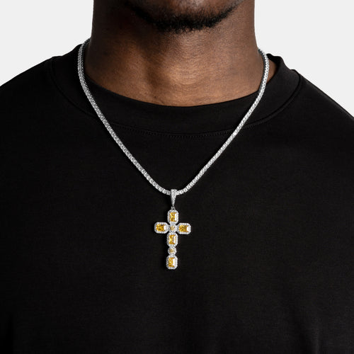 Canary Cluster Cross Pendant