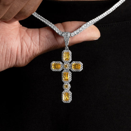 Canary Cluster Cross Pendant