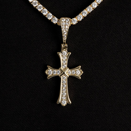 Flared Cross Pendant Gold