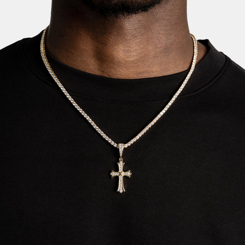 Flared Cross Pendant Gold