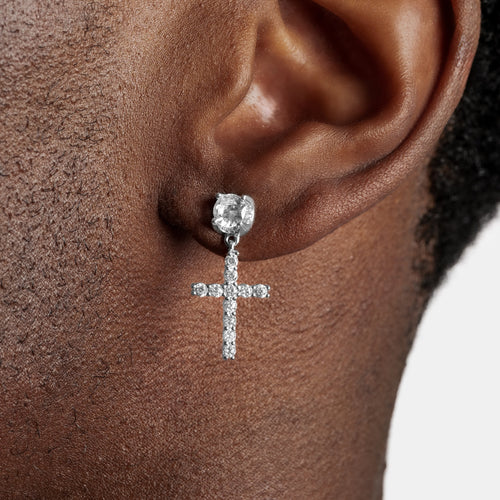 Moissanite Studded Cross Earrings