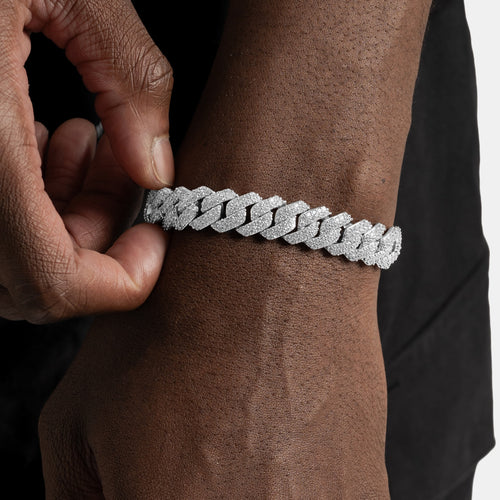 12mm Moissanite Prong Cuban Bracelet
