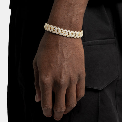 12mm Prong Cuban Bracelet Gold