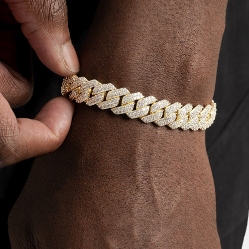 12mm Prong Cuban Bracelet Gold