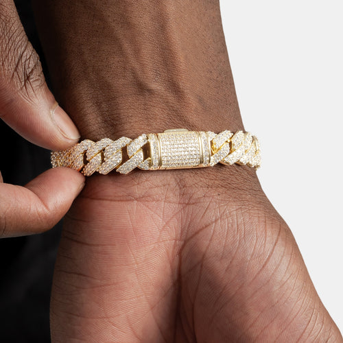 12mm Prong Cuban Bracelet Gold