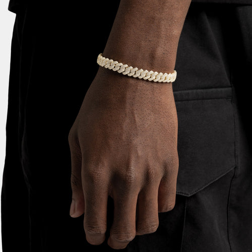8mm Moissanite Cuban Bracelet Gold Vermeil