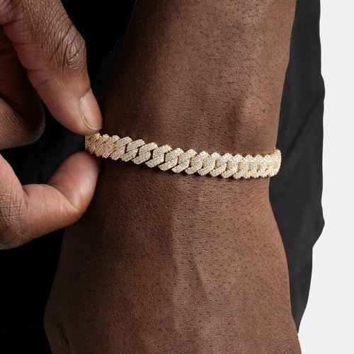 8mm Prong Cuban Bracelet Gold