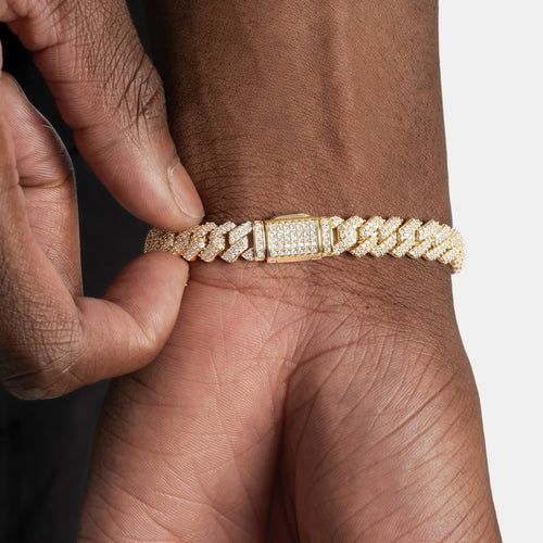 8mm Moissanite Cuban Bracelet Gold Vermeil