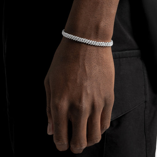 5mm Moissanite Cuban Bracelet Silver