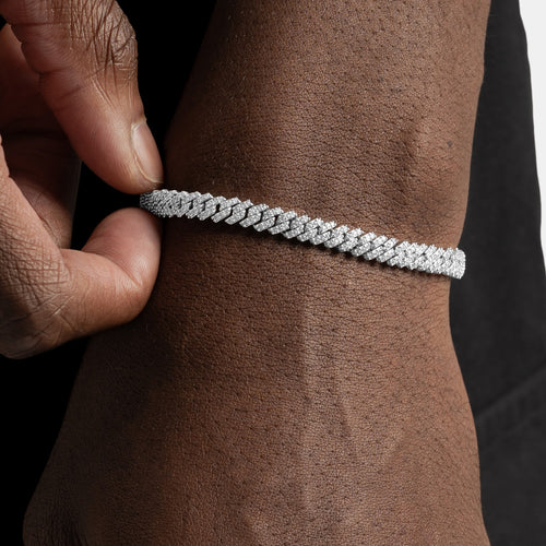 5mm Moissanite Cuban Bracelet Silver